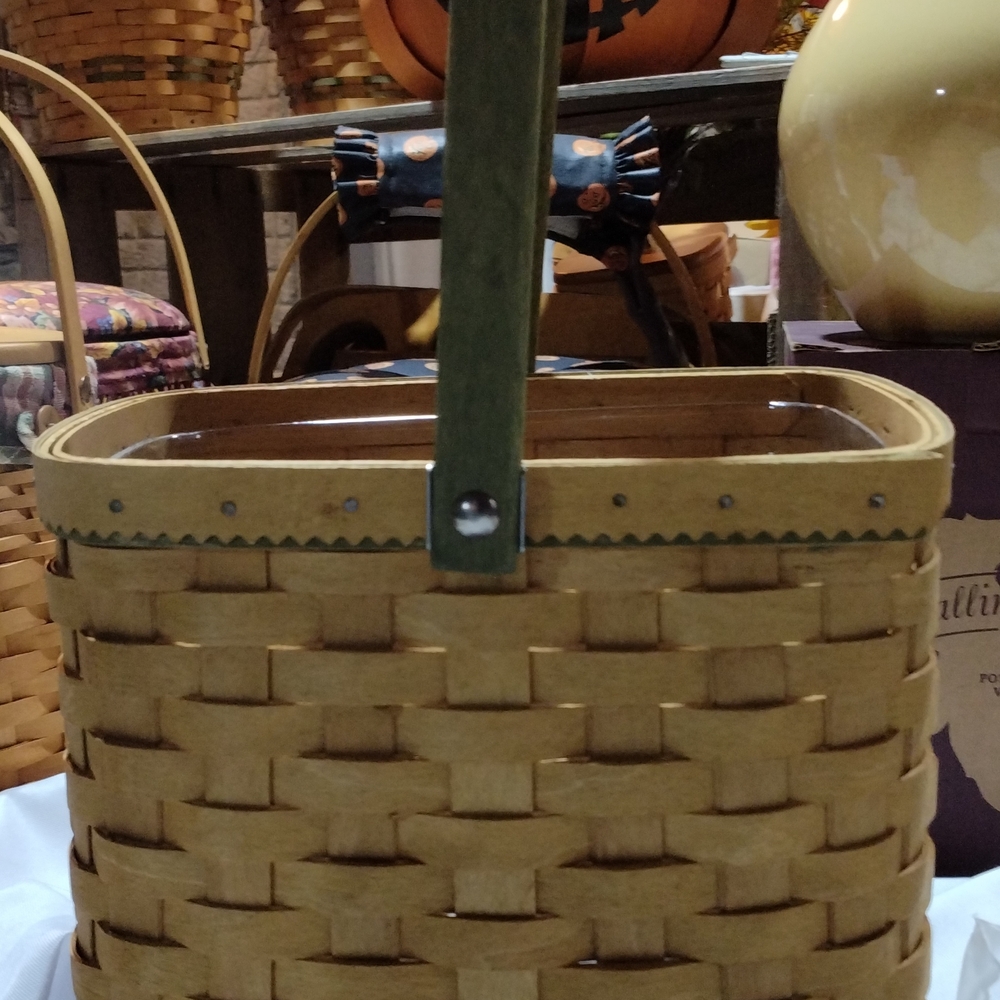 Longaberger Woven Basket with Green Accent